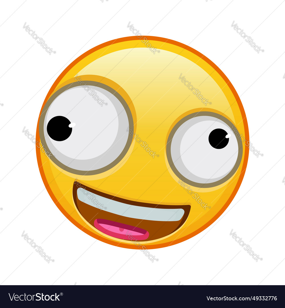 A grinning face with one large and small eye Vector Image