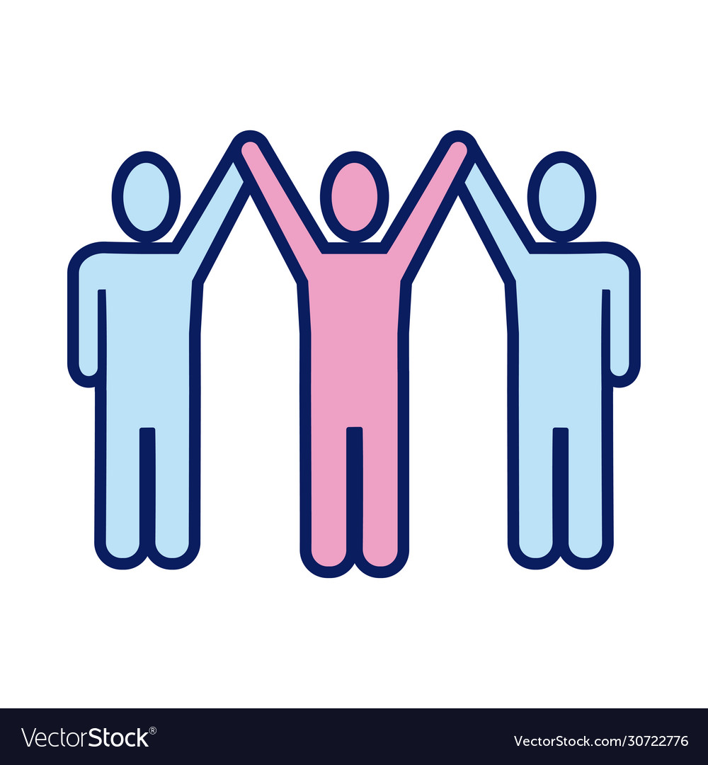 Group figures humans line and fill style Vector Image