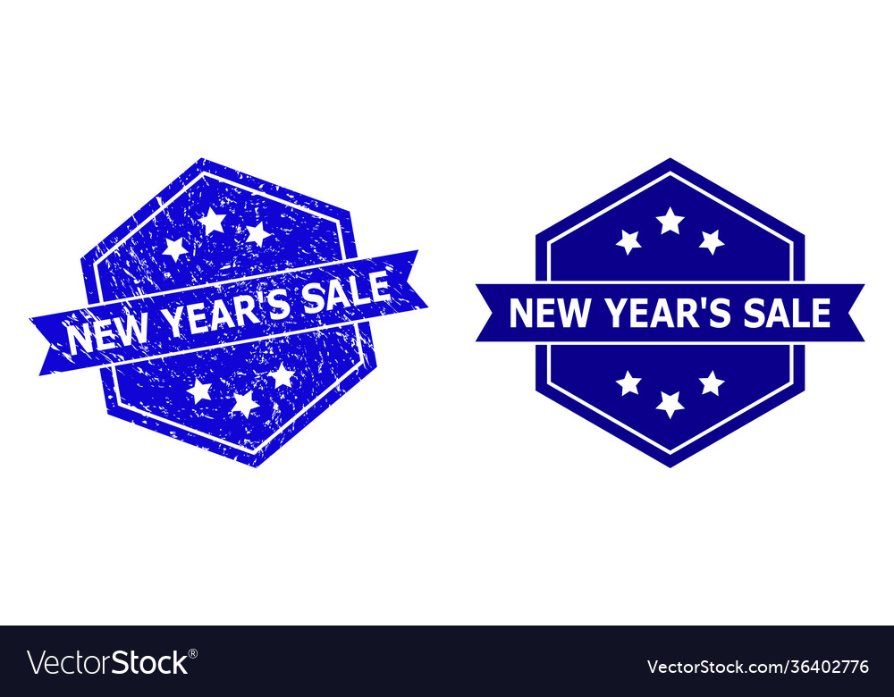 Hexagon new year s sale stamp seal with grunged