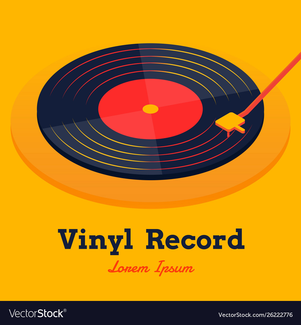 Isometrische Vinyl-Record-Musik mit gelb