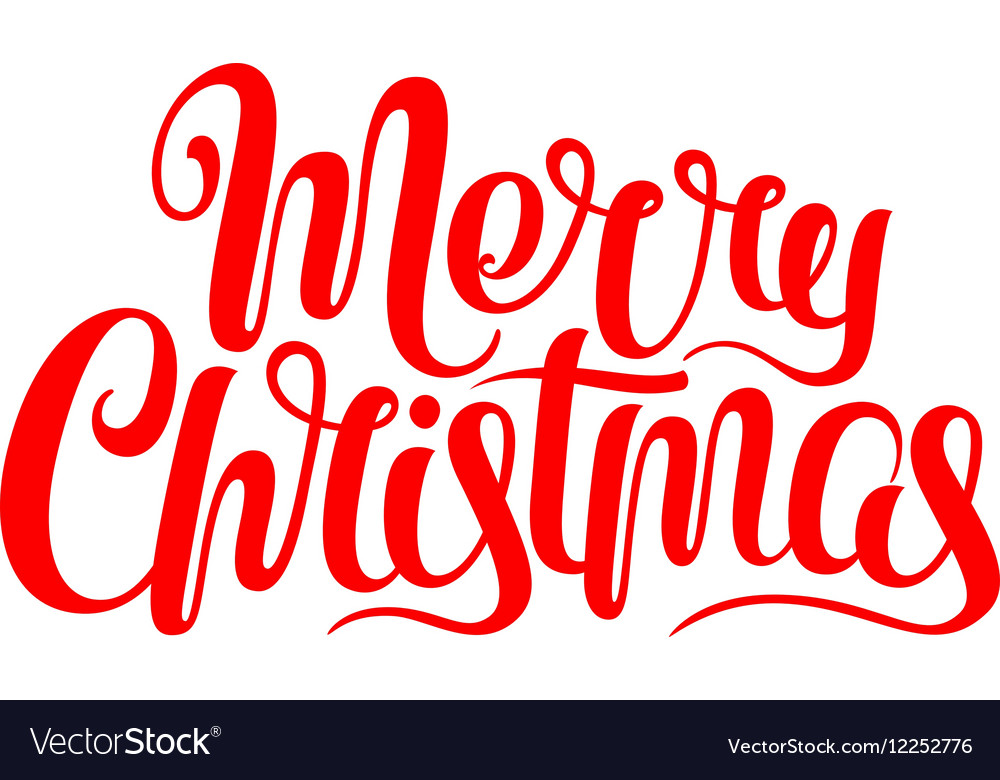 Merry christmas text calligraphic lettering