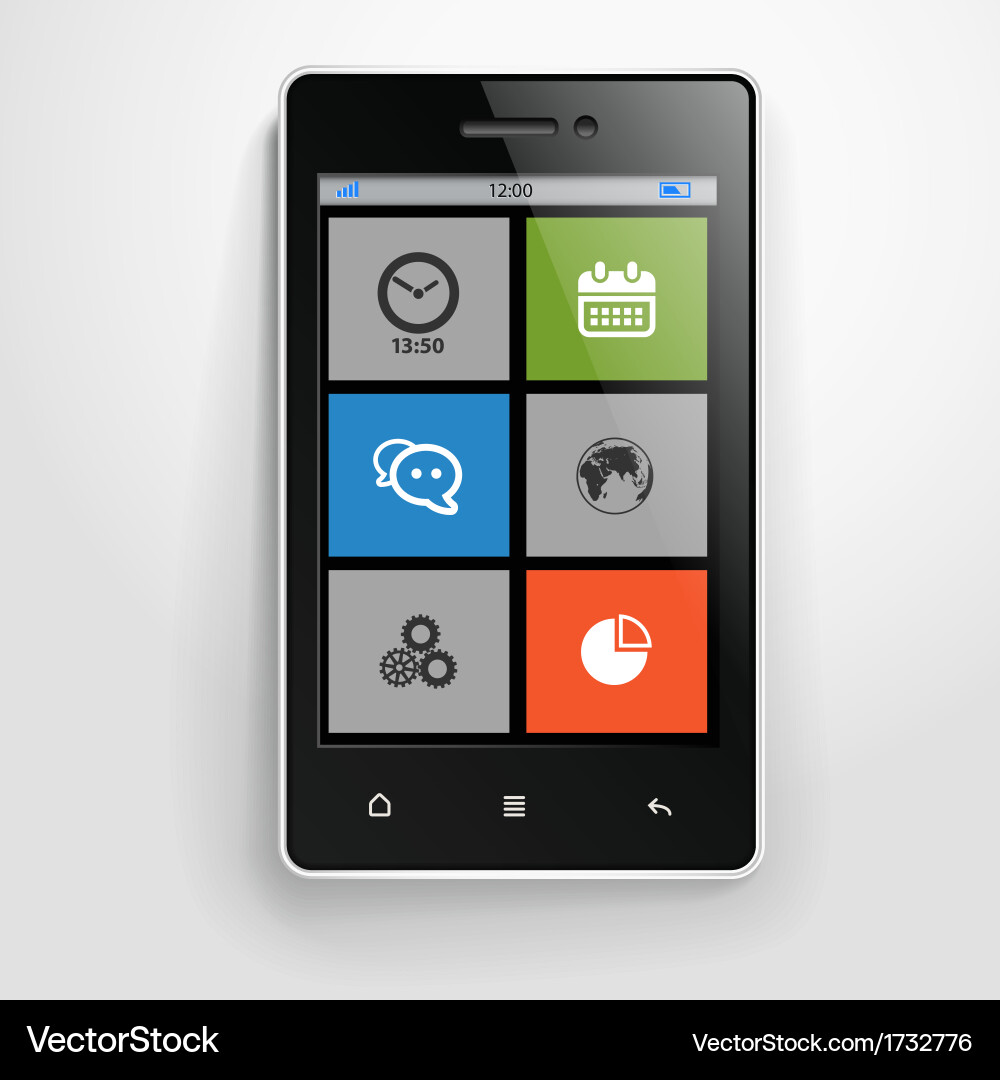 Modern mobile phone with color interface Vector Image