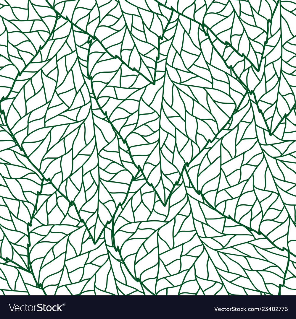 Seamless nature pattern with stylized green leaves