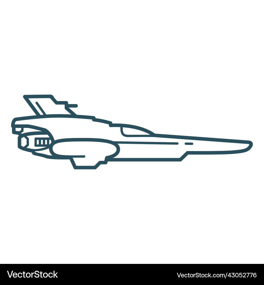 Spaceship flying stroke Royalty Free Vector Image