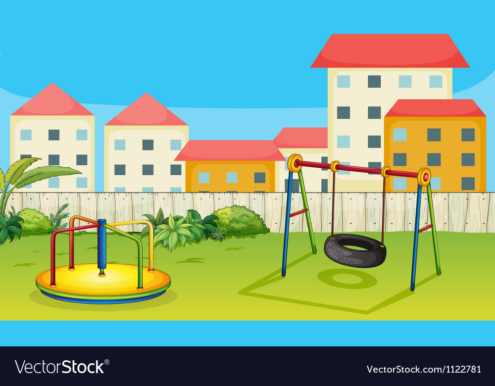 A merry-go-round and swing Royalty Free Vector Image