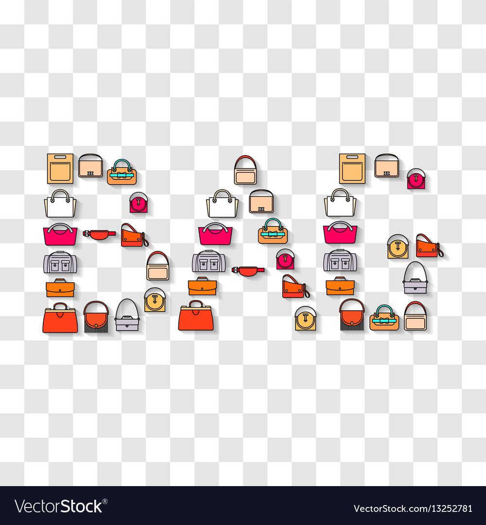 Cartoon bag symbols in word Royalty Free Vector Image