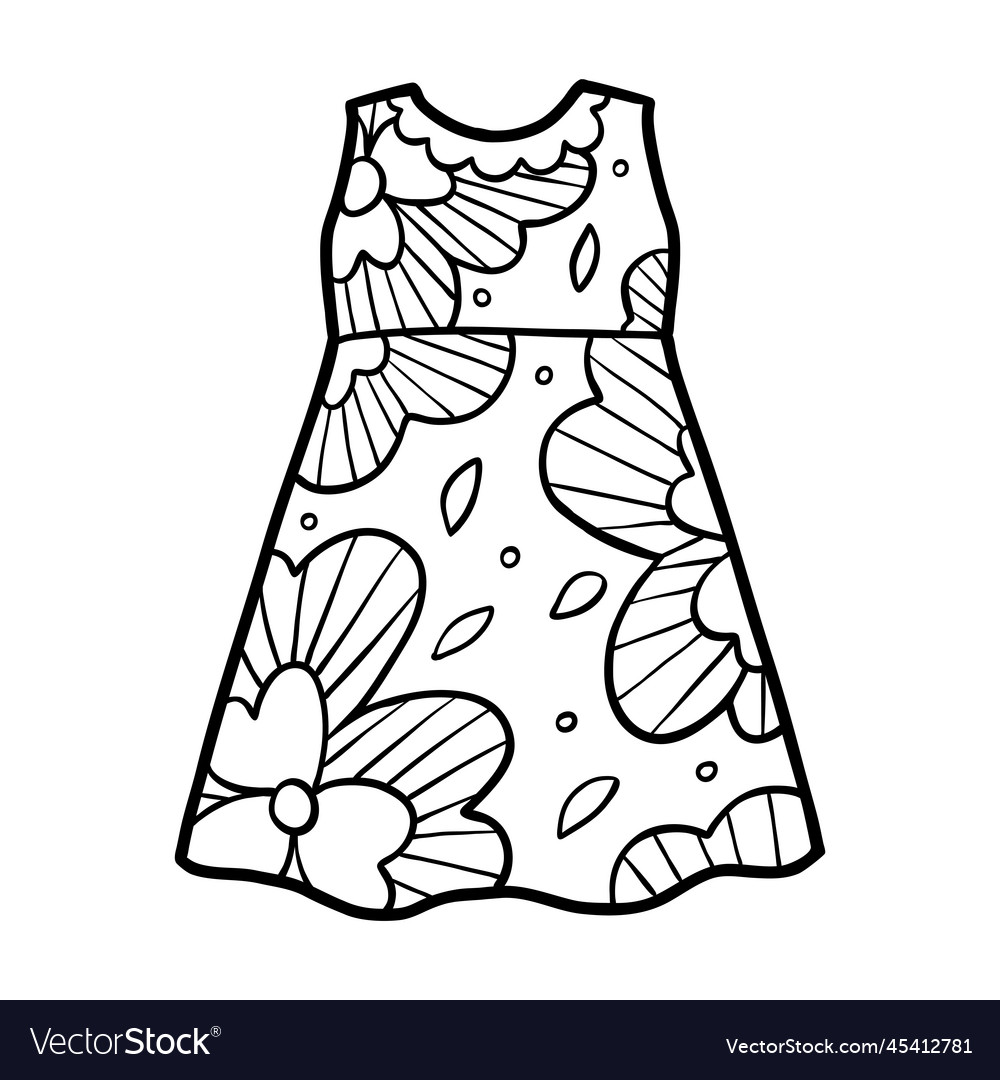 Coloring book dress with a flower pattern Vector Image