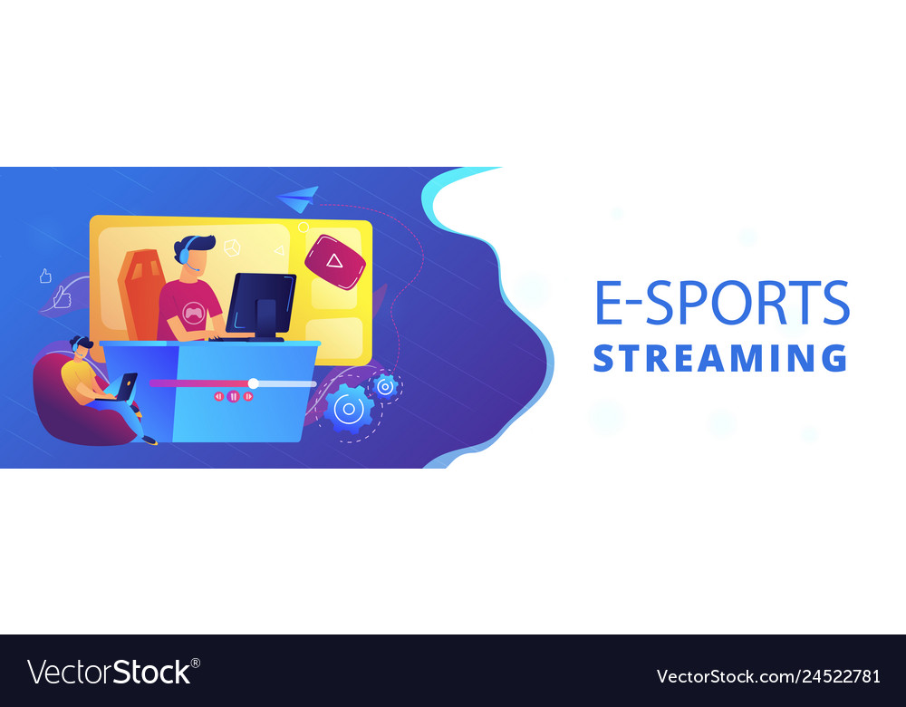 E Sport Game Streaming Concept Banner Header Vector Image