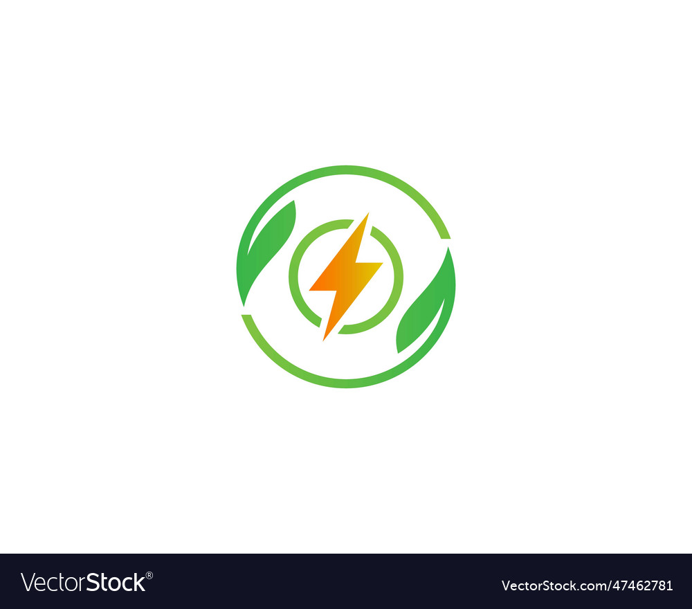 Eco leaves power energy bolt logo