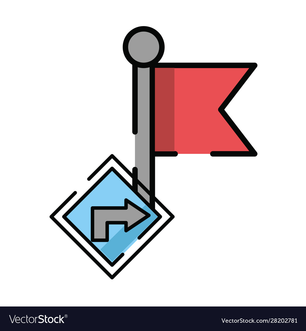 Flag guide position with traffic signal Royalty Free Vector