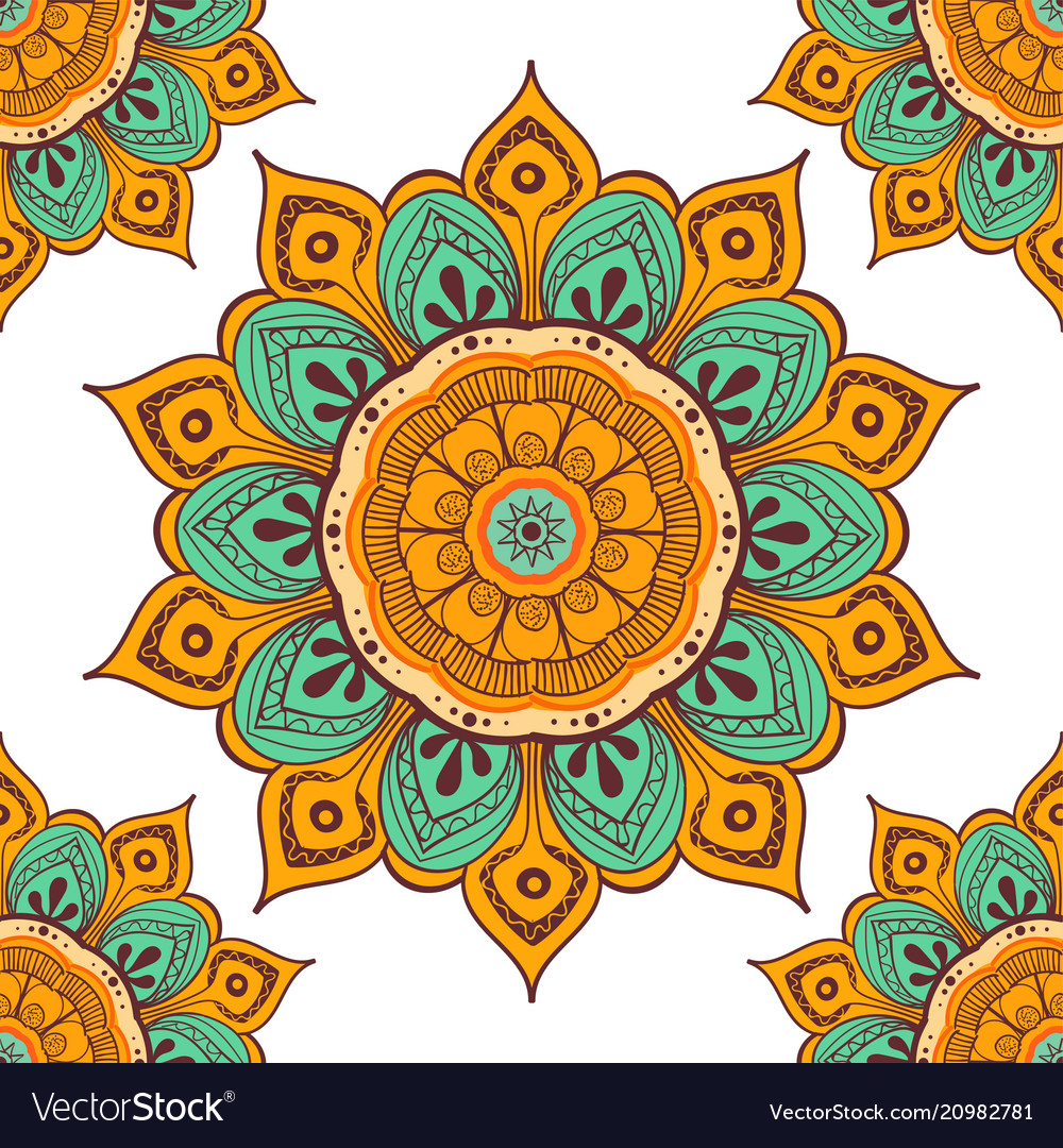 Flower mandala colorful background for cards Vector Image