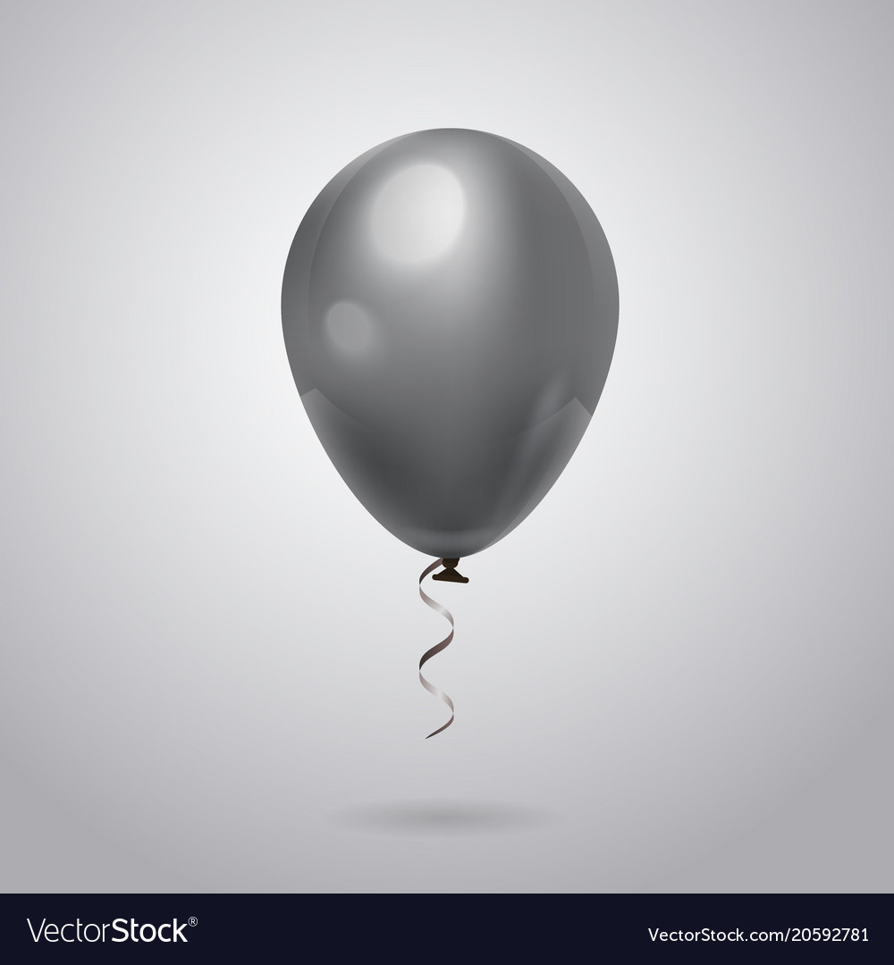 Grey balloon with ribbon isolated on background Vector Image