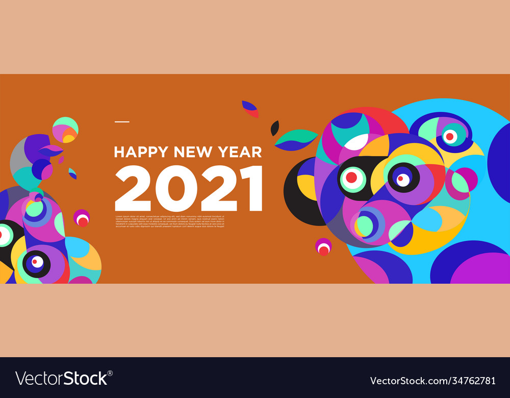 Happy new year 2021 greeting card banner colorful Vector Image