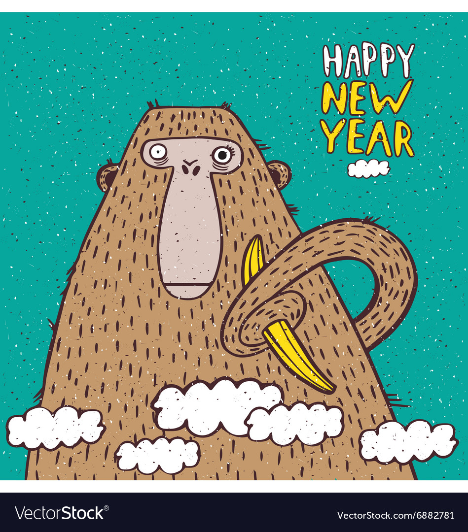 Happy new year monkey with banana