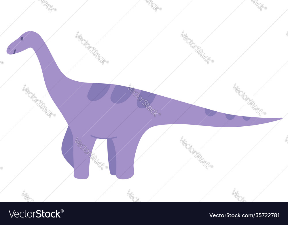 Purple brantosaurus a happy dinosaur with smile Vector Image