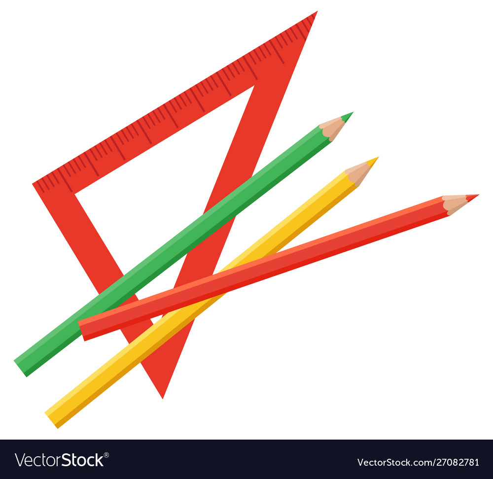 Ruler for measurement length and pencils to draw