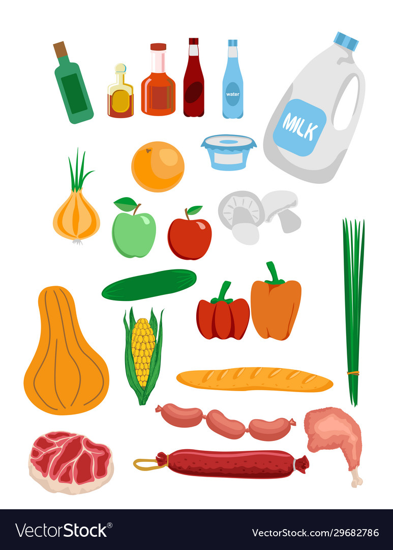 All food set icons Royalty Free Vector Image - VectorStock