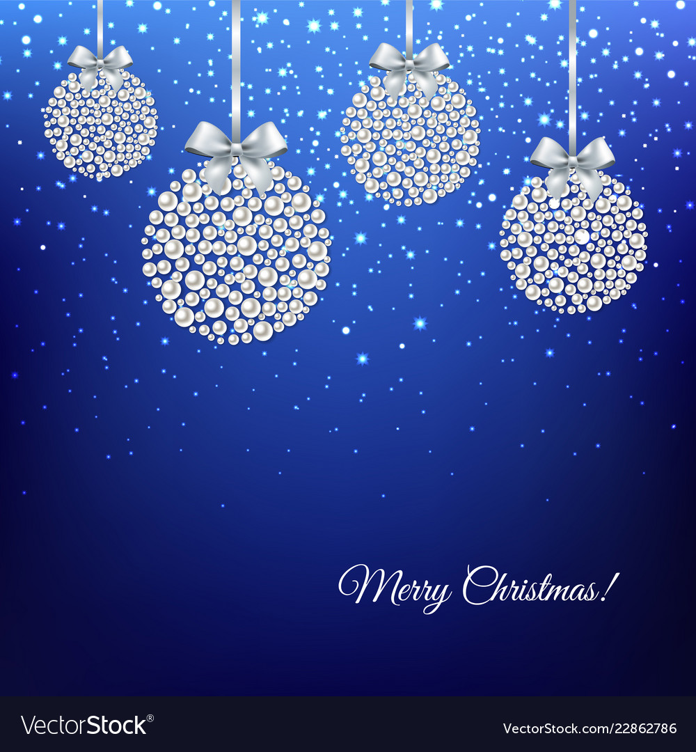 Blue xmas postcard with balls Royalty Free Vector Image