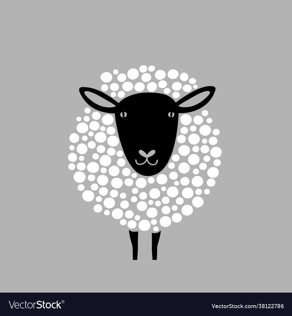 Cartoon sheep in silhouette cute animal Royalty Free Vector