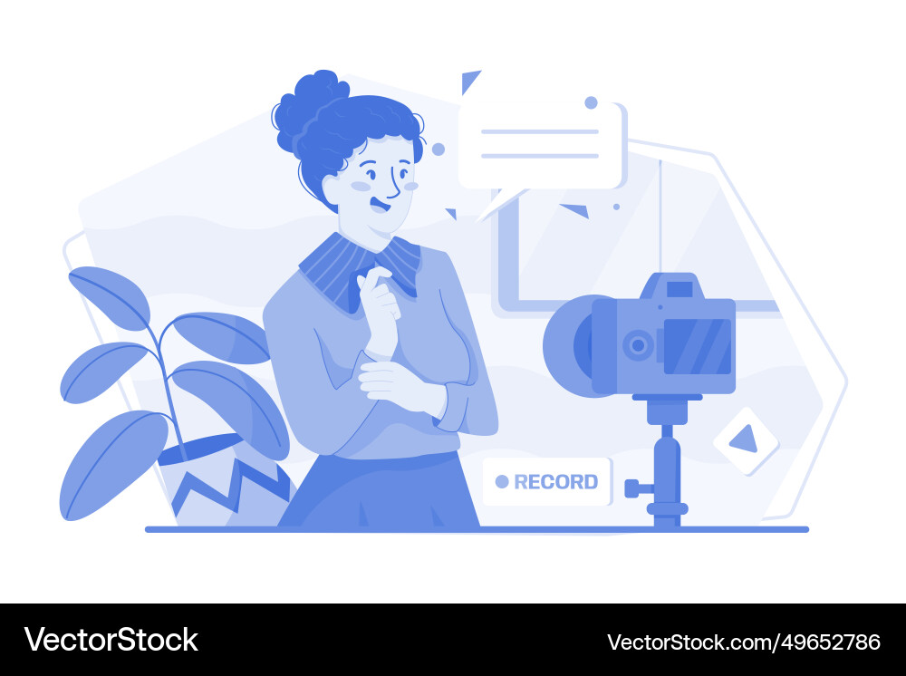 Content creator recording video Royalty Free Vector Image