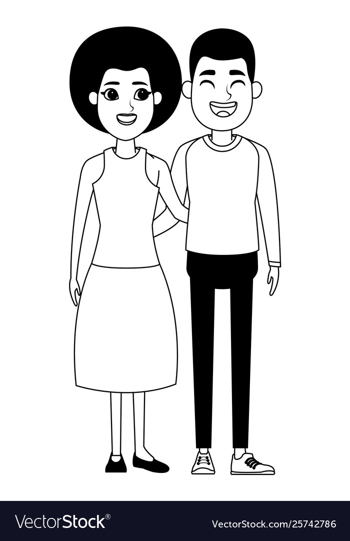 Couple avatar cartoon character portrait Vector Image