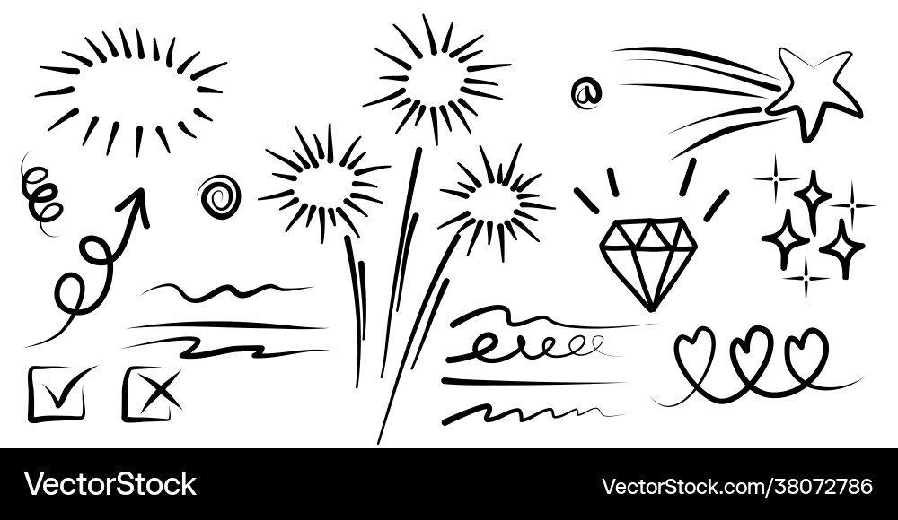 Hand drawn set curly swishes swashes swoops Vector Image