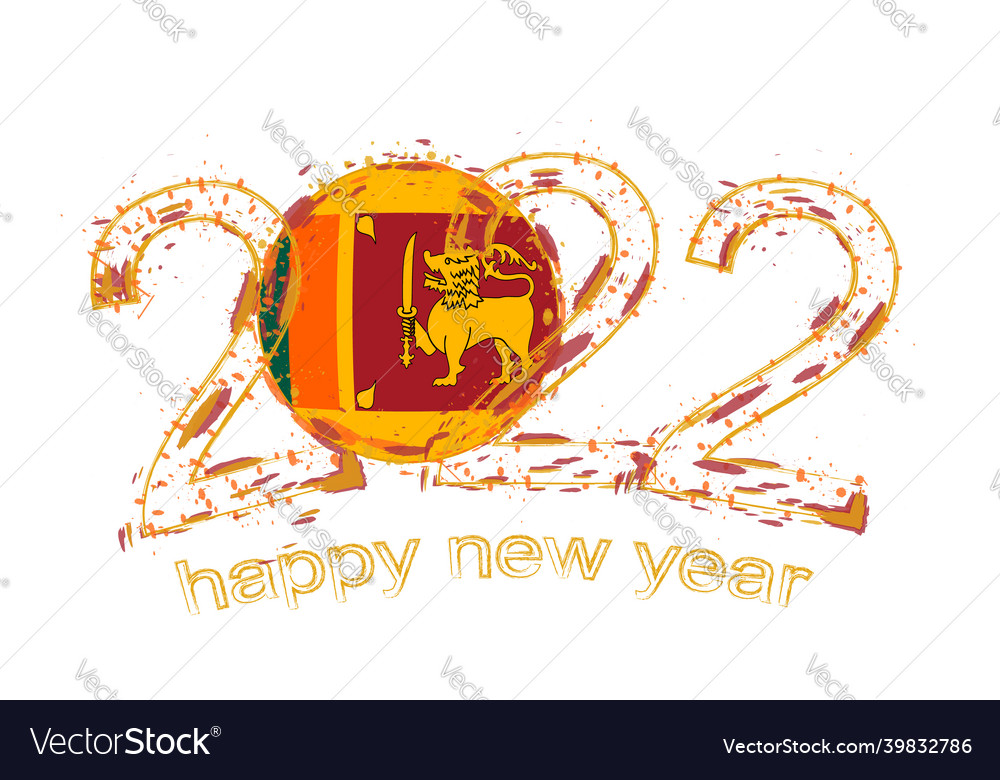 Happy new 2022 year with flag of sri lanka