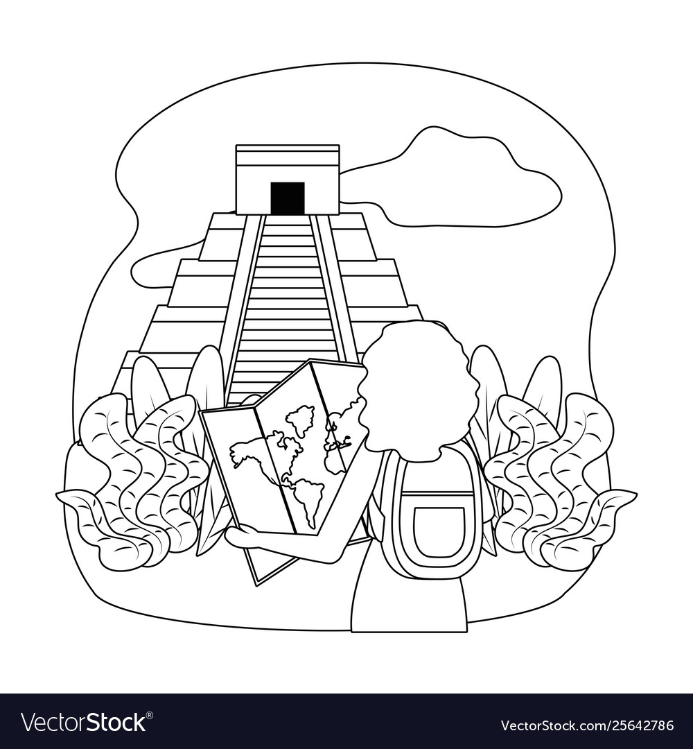 Kukulkan pyramid landmark design Royalty Free Vector Image