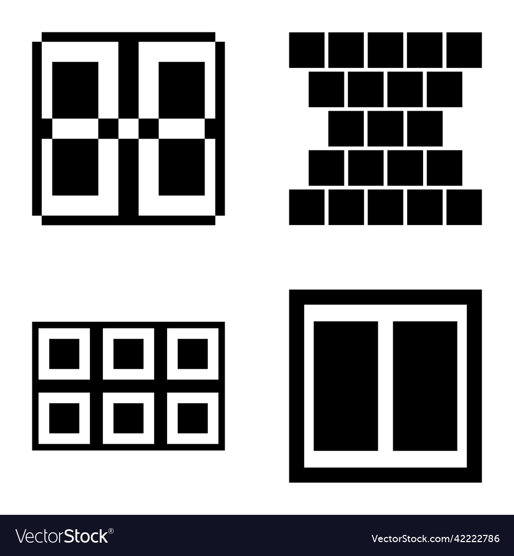 Square2 flat icon set isolated on white background