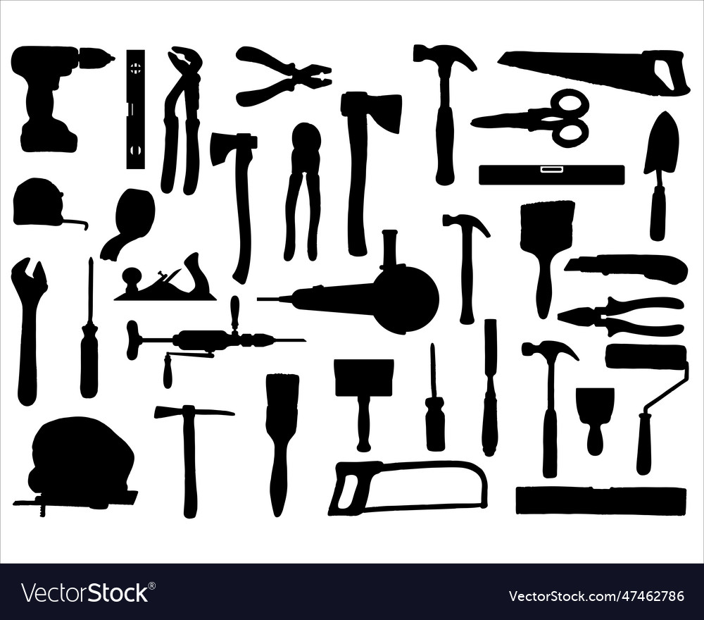 Work tools silhouette bundle Royalty Free Vector Image