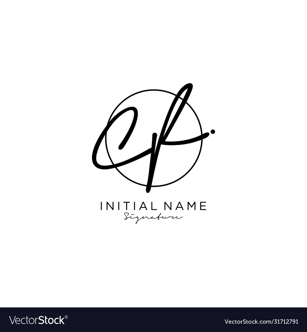 Cf initial handwriting logo design Royalty Free Vector Image