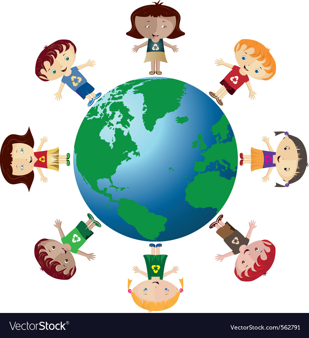 Globe and children Royalty Free Vector Image - VectorStock