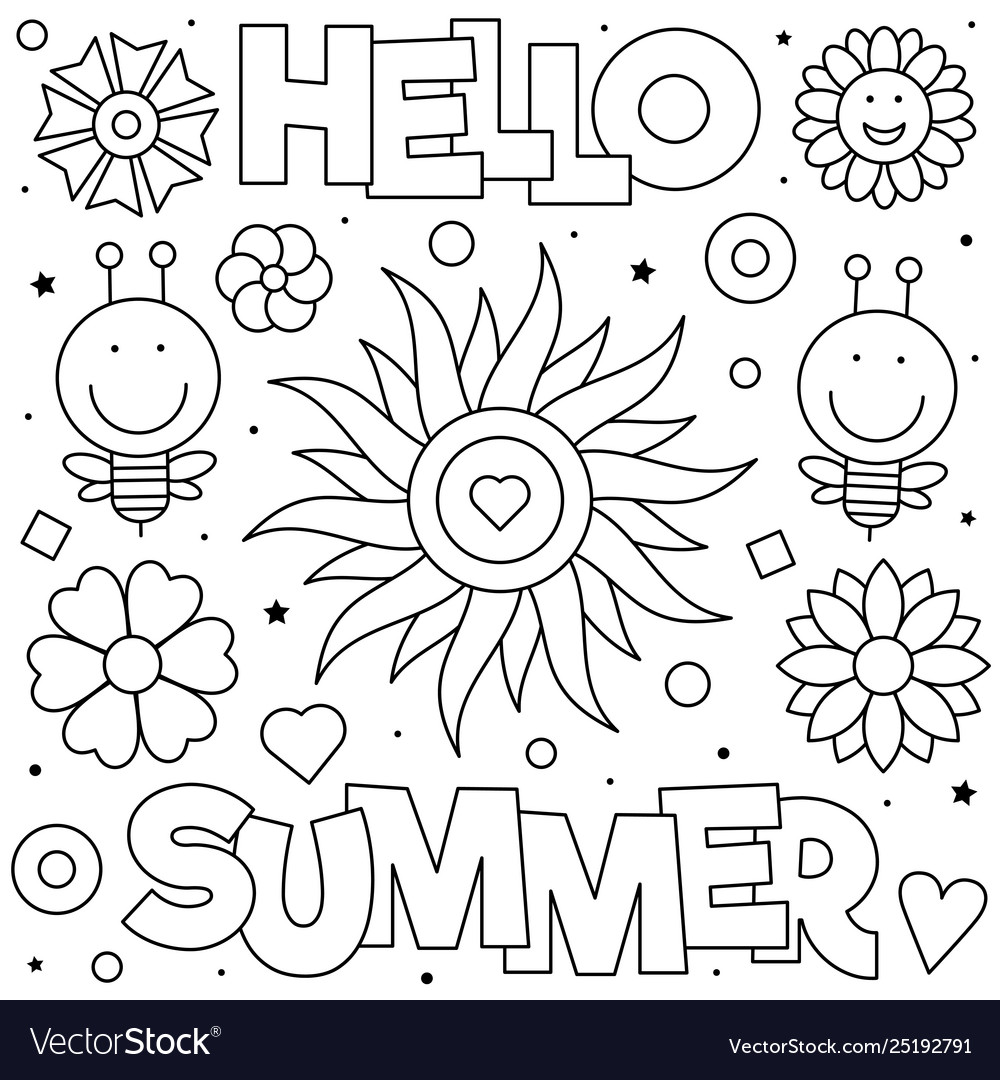 Download Hello summer coloring page Royalty Free Vector Image