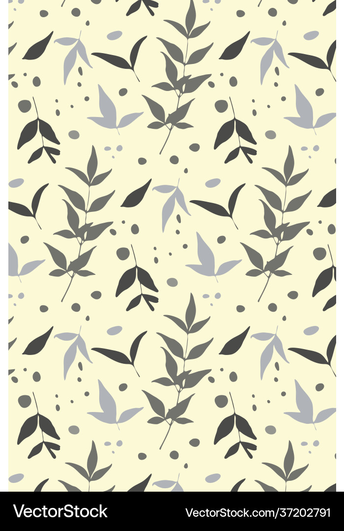 Leaves seamless pattern hand drawn natural Vector Image