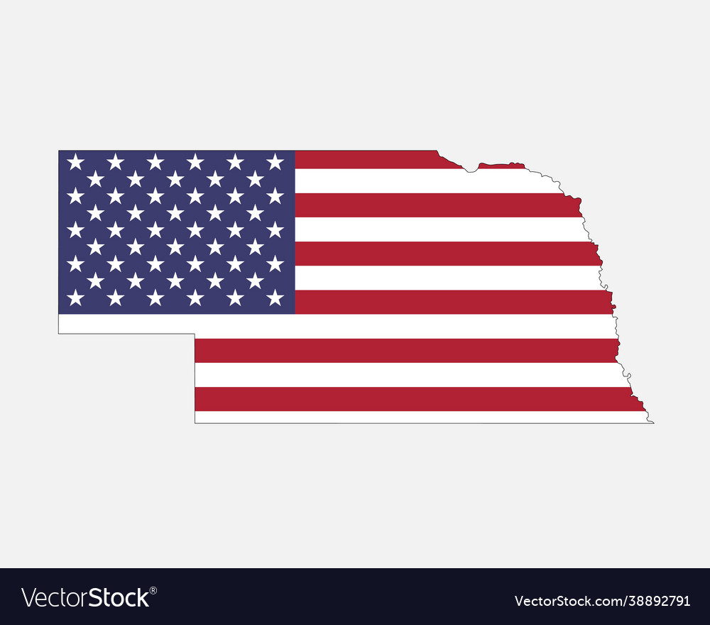 Nebraska map on american flag vector image Nebraska map on american flag