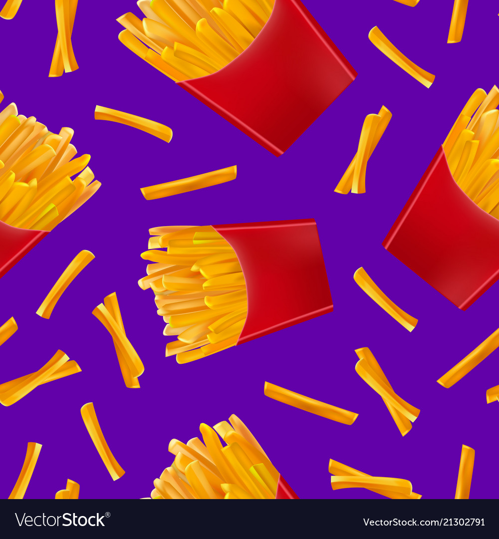 Realistic detailed 3d french fries seamless Vector Image