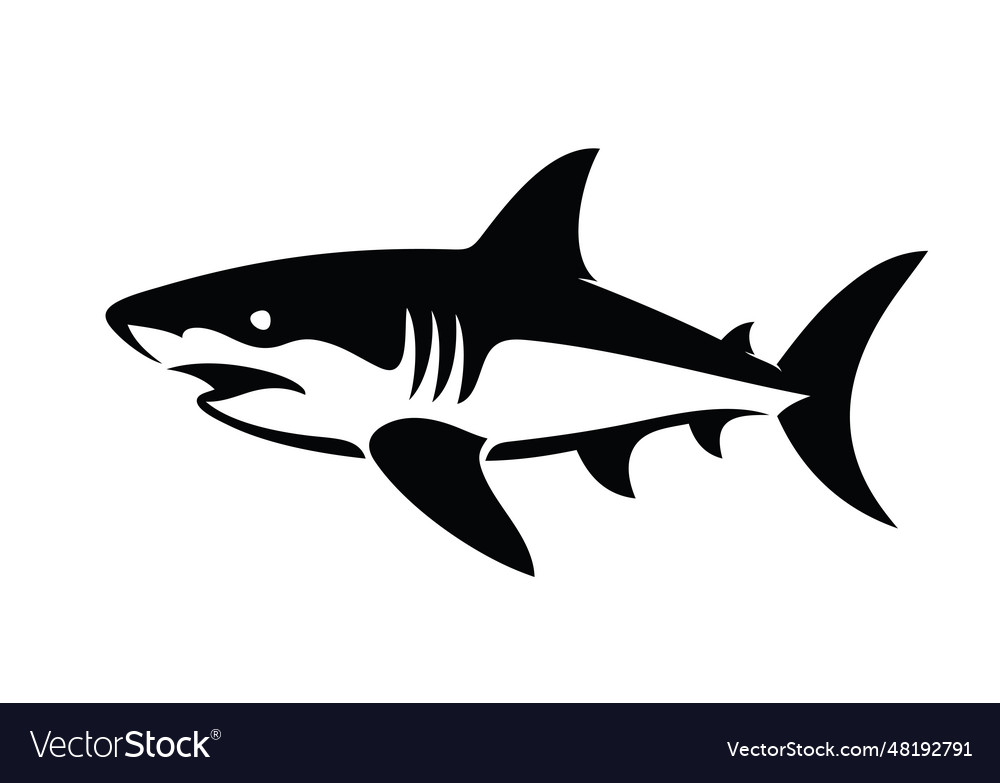 Shark logo sign black color Royalty Free Vector Image