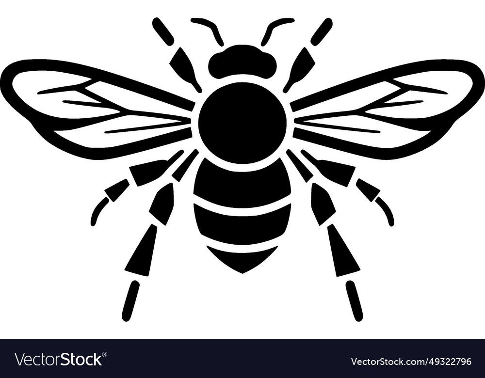 Bee - black and white Royalty Free Vector Image