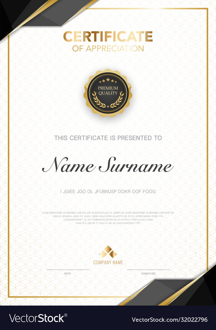 Diploma certificate template black and gold color Vector Image