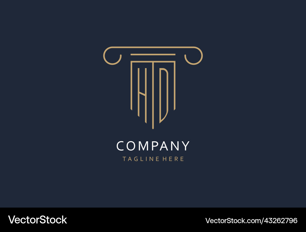 Hd initial with pillar shape logo design creative Vector Image