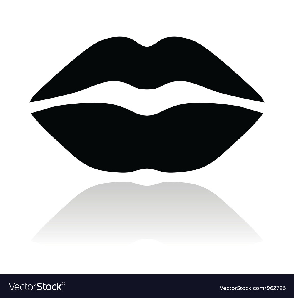 Lips black glossy icon Royalty Free Vector Image