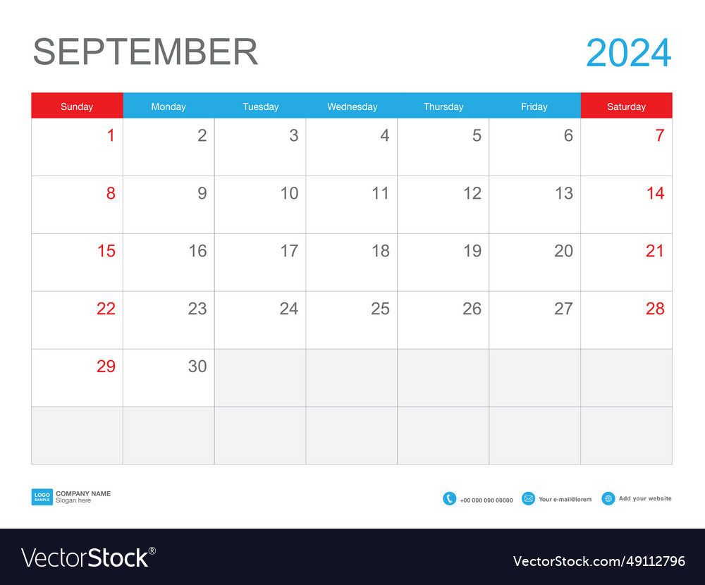 September 2024 template-calendar 2024 design Vector Image