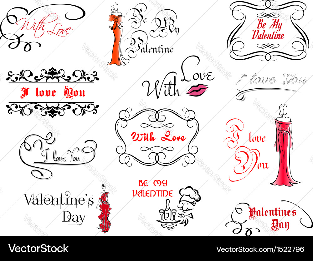 Valentines day design elements Royalty Free Vector Image