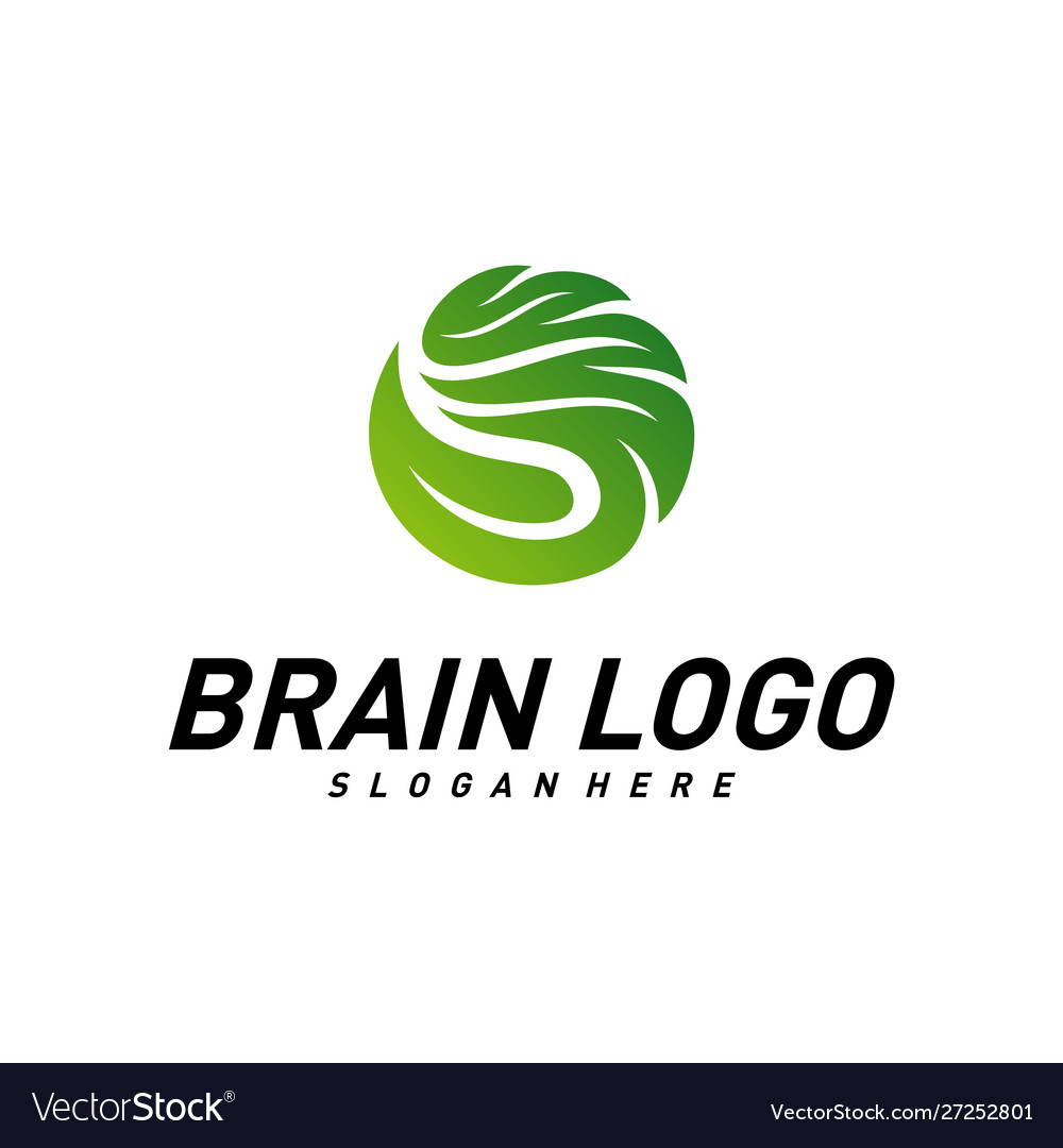 Brain with leaf creative mind nature Royalty Free Vector