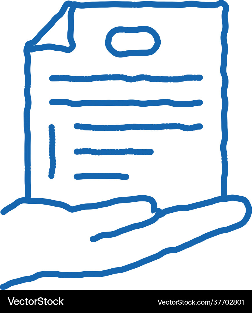 Document in hand doodle icon hand drawn Royalty Free Vector
