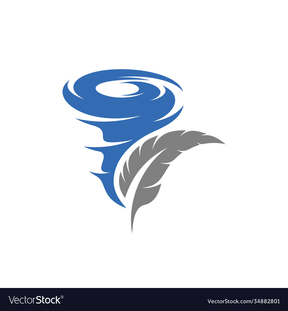 Feather with tornado logo template creative Vector Image