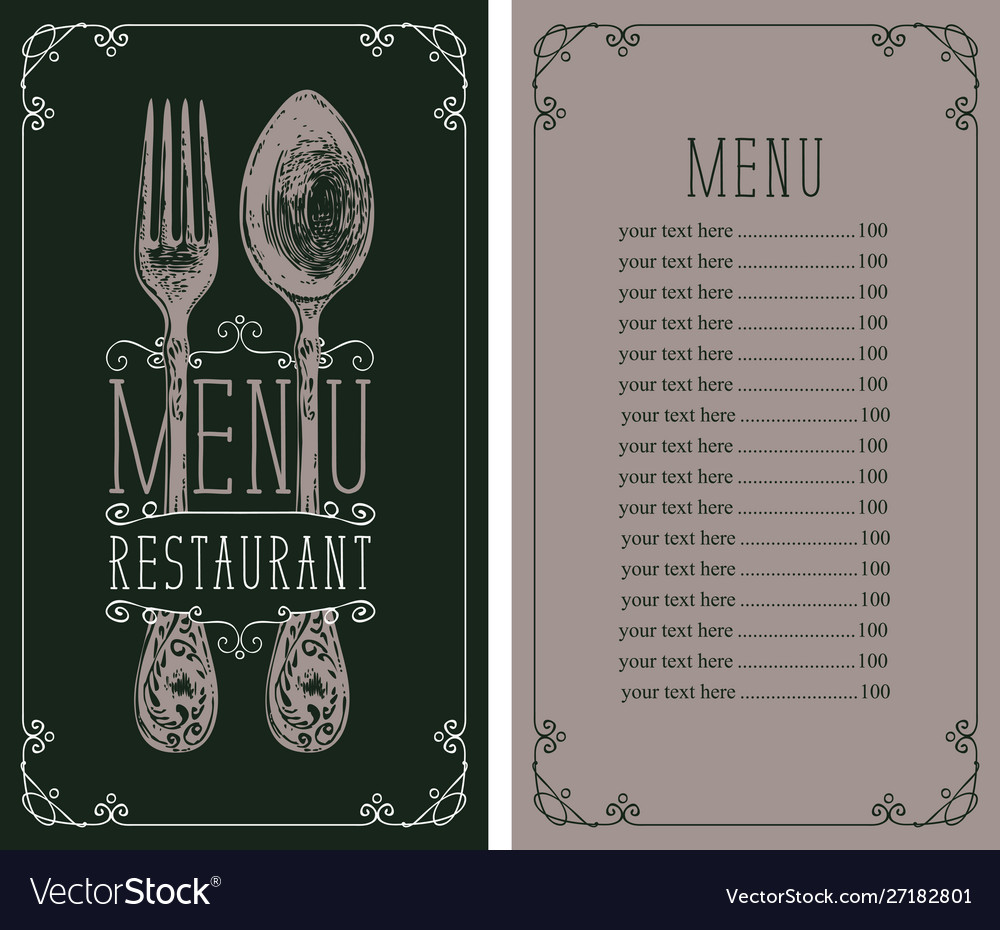 Restaurant menu with price list realistic fork Vector Image