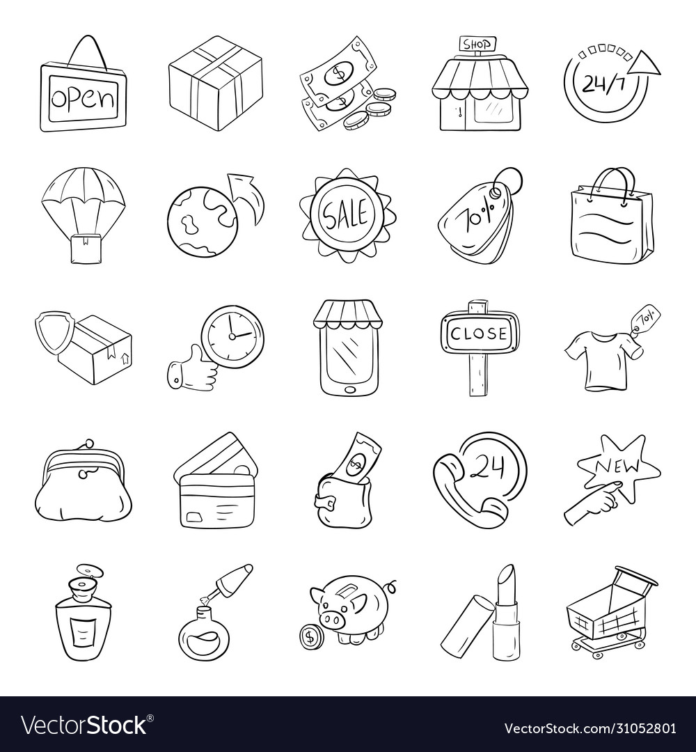 Shopping and e commerce line icons pack