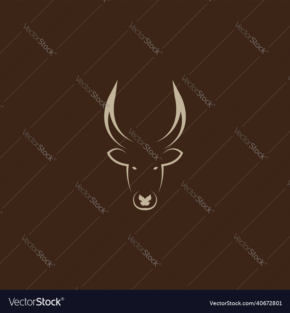 Vintage head face long horn cow logo symbol icon