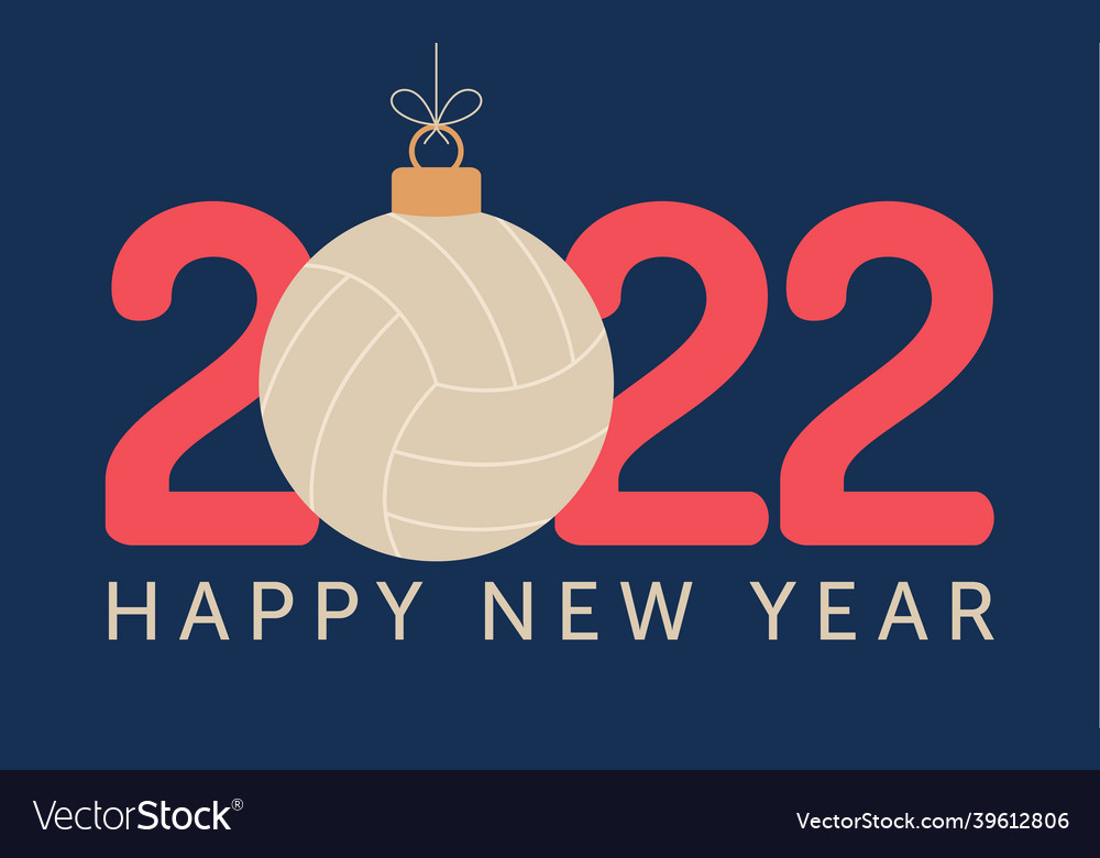 2022 happy new year volleyball flat style sports